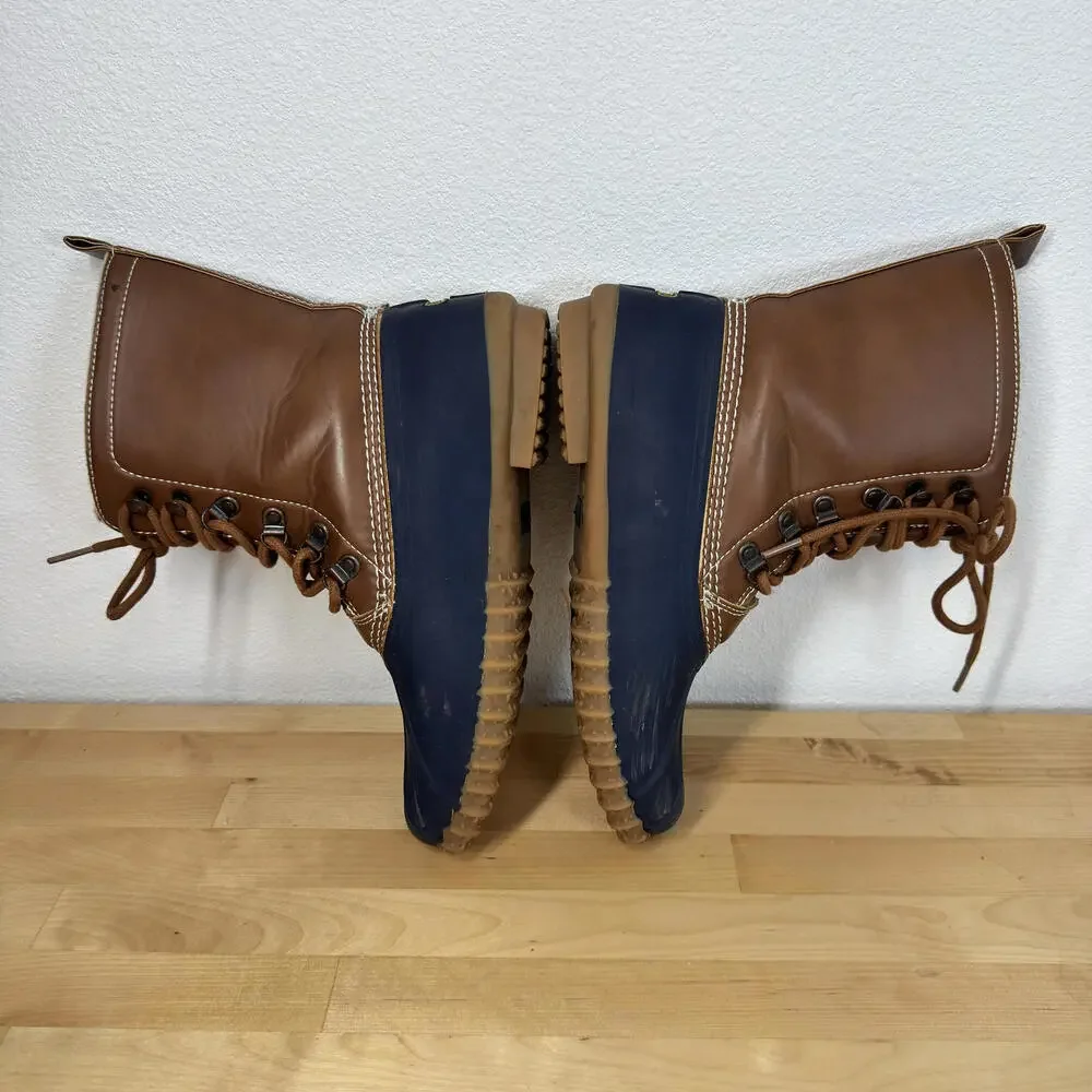 Esprit Women's Blue and‎ Brown Lace Faux Fur Lined Winter Duck Boots Size 8M